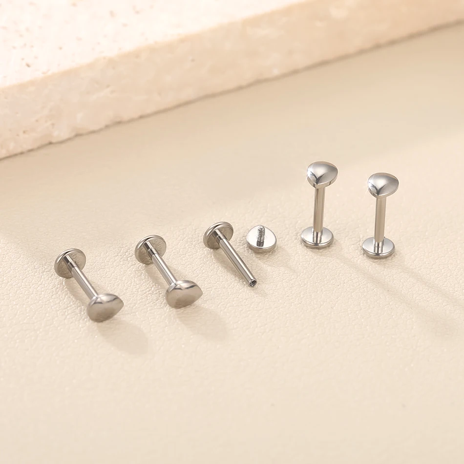 G23 Titanium 16G Cartilage Earring Glossy Flatback Labret Stud - Image 2