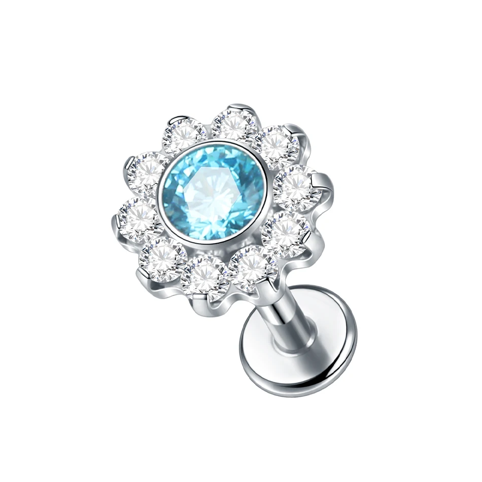 G23 Implant Grade Titanium Labret with CZ Crystal Top