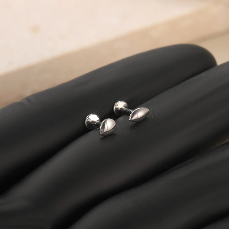 G23 Titanium 16G Cartilage Earring Glossy Flatback Labret Stud - Image 4