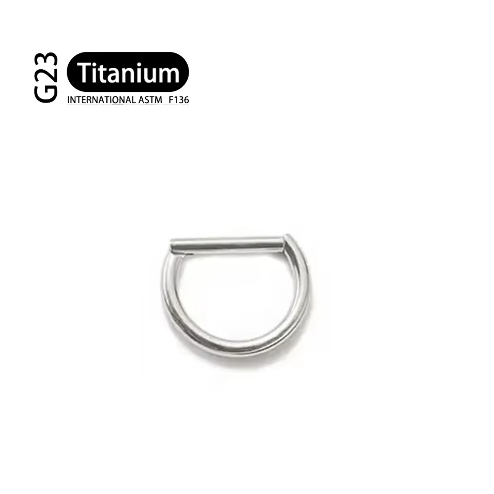 G23 Titanium Piercing 18G D Shape Segment Ring Clicker - Image 13