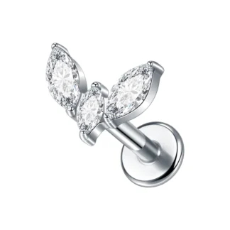 G23 Implant Grade Titanium Labret with CZ Crystal Top