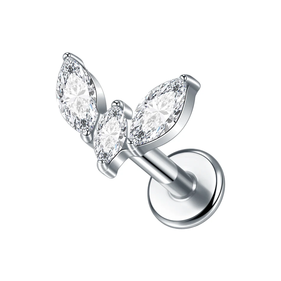 G23 Implant Grade Titanium Labret with CZ Crystal Top