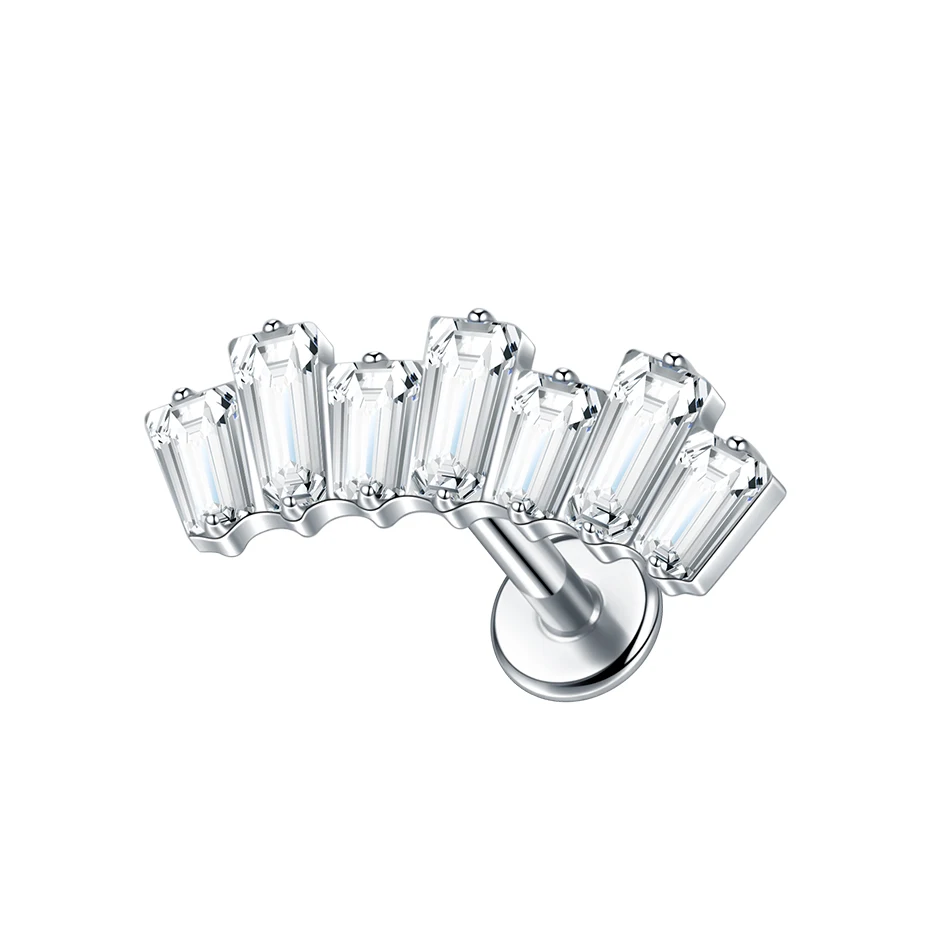 G23 Implant Grade Titanium Labret with CZ Crystal Top