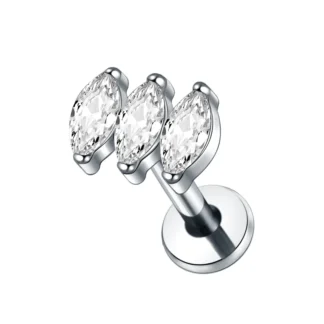 G23 Implant Grade Titanium Labret with CZ Crystal Top