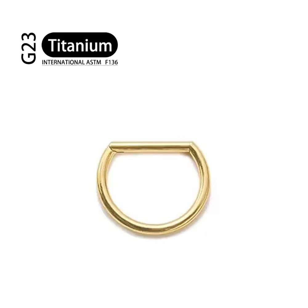 G23 Titanium Piercing 18G D Shape Segment Ring Clicker - Image 9