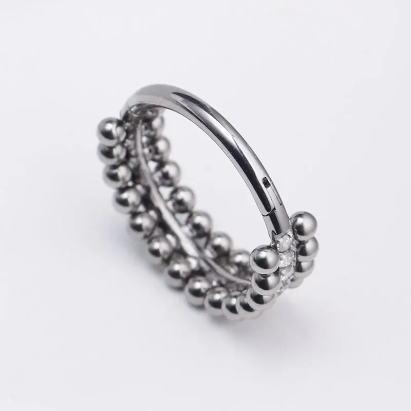 G23 Titanium CZ Three Ply Small Huggie Thin Hoops - Image 9