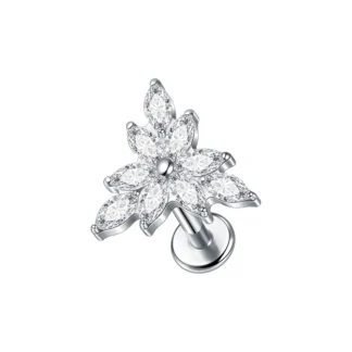 G23 Implant Grade Titanium Labret with CZ Crystal Top