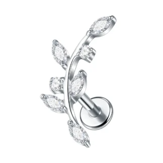 G23 Implant Grade Titanium Labret with CZ Crystal Top