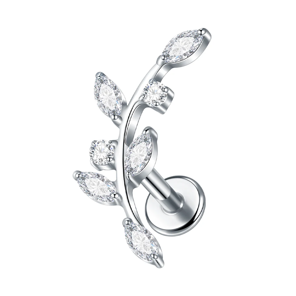 G23 Implant Grade Titanium Labret with CZ Crystal Top