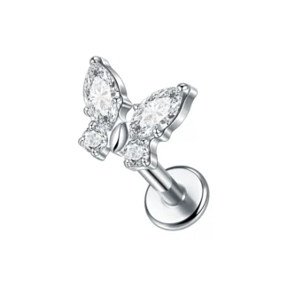 G23 Implant Grade Titanium Labret with CZ Crystal Top