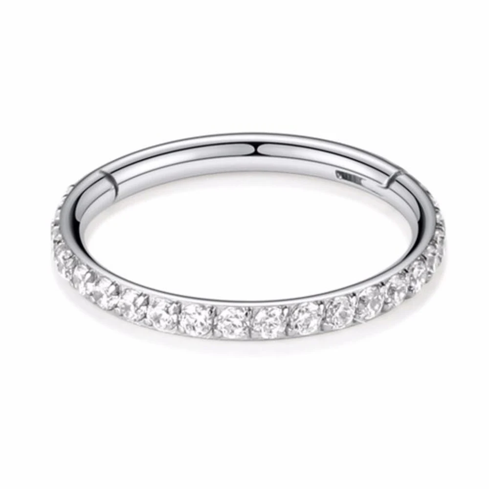 G23 Titanium Round Hinge Clicker Ring front CZ - Image 3