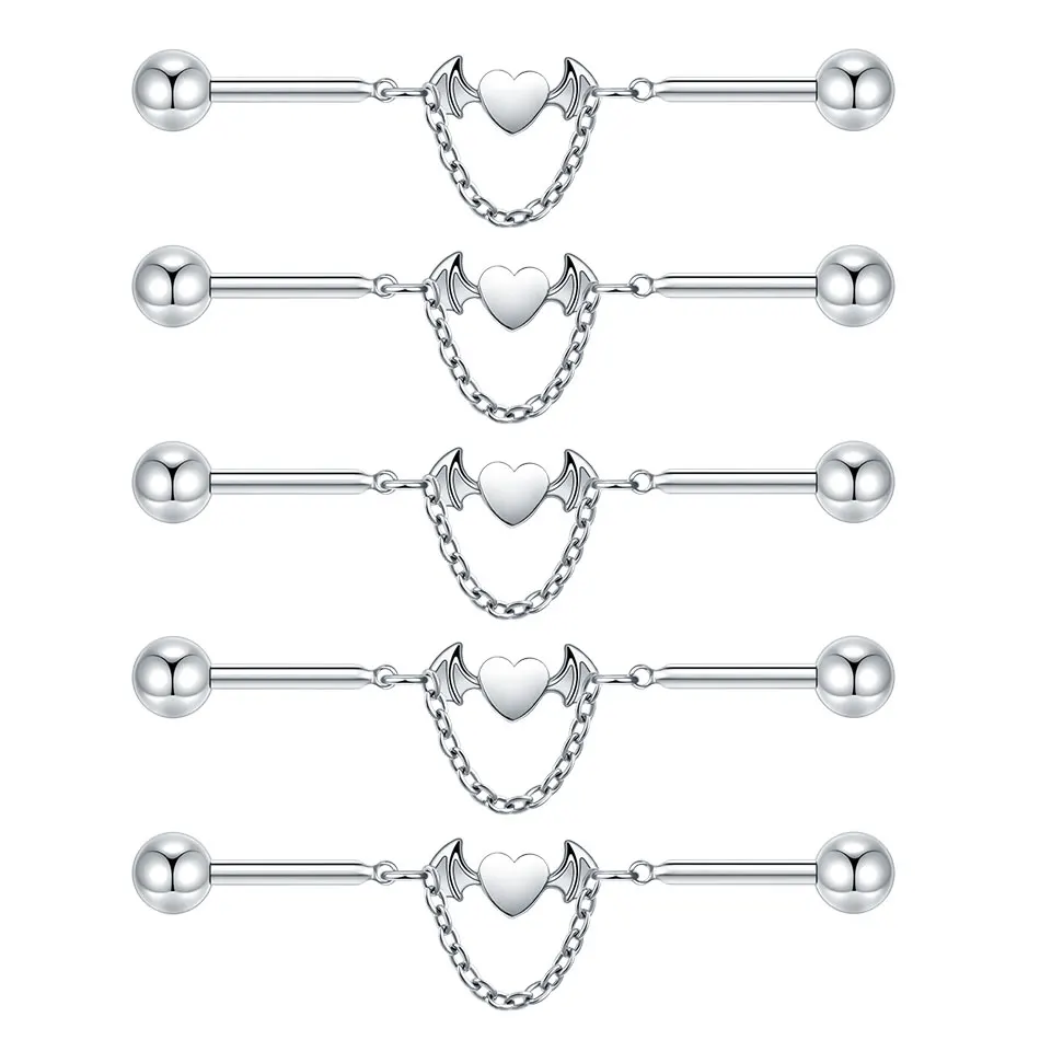 G23 Titanium Industrial Barbell Dangling Heart Wing - Image 8