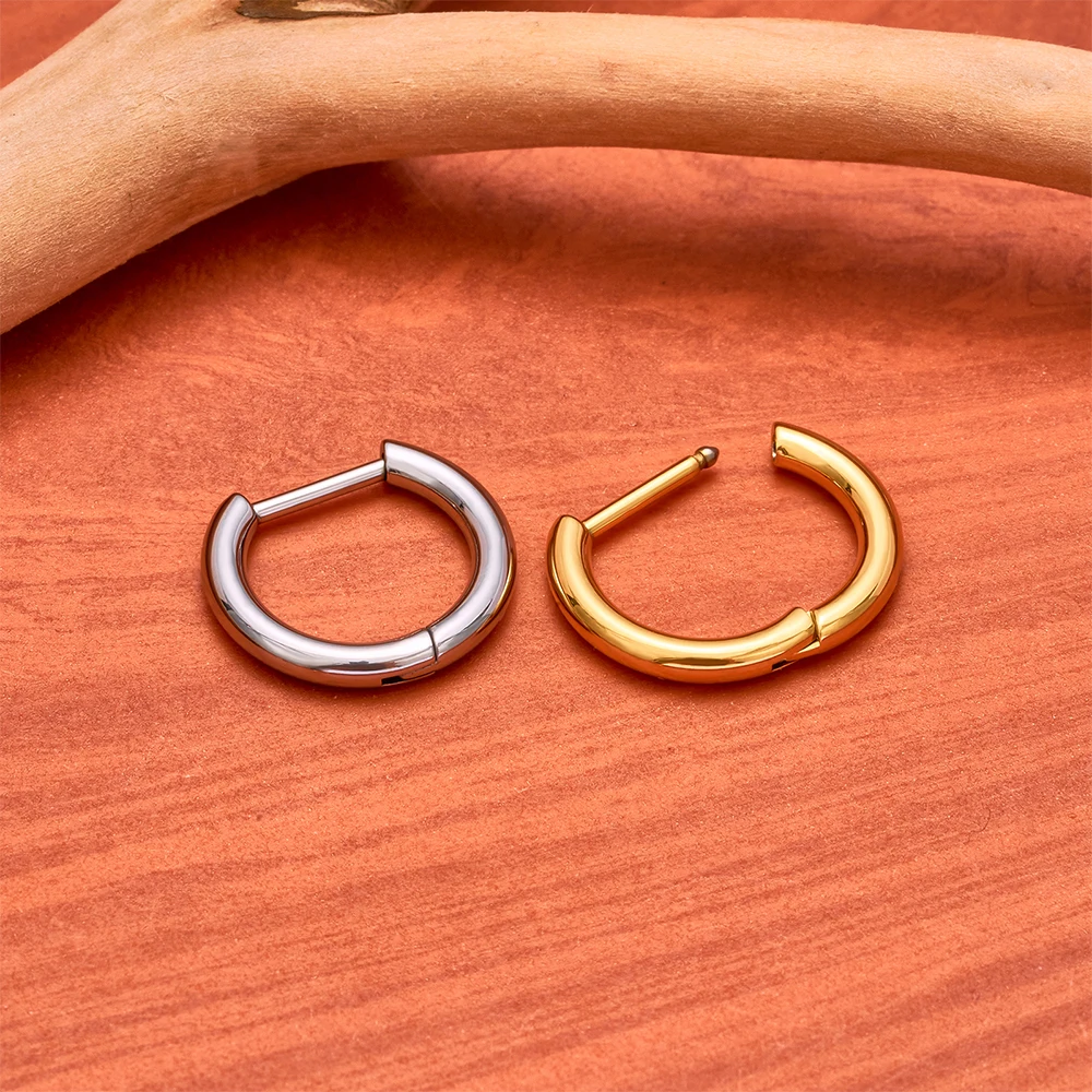 G23 Titanium Piercing 18G D Shape Segment Ring Clicker - Image 3