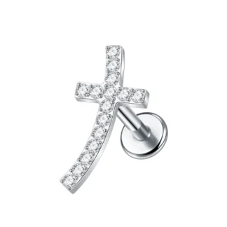 G23 Implant Grade Titanium Labret with CZ Crystal Top