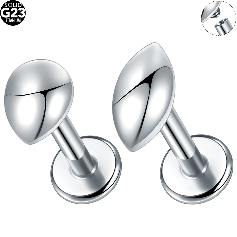 G23 Titanium 16G Cartilage Earring Glossy Flatback Labret Stud