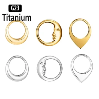 G23 Titanium Mirror Moon Waterdrop Septum Clicker