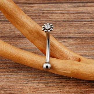 G23 Titanium Mini CZ Flower Rook  Curved