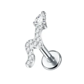 G23 Implant Grade Titanium Labret with CZ Crystal Top