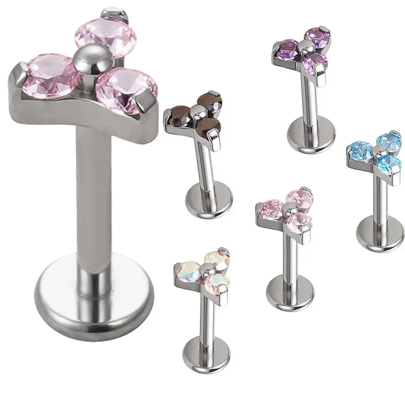 G23 Titanium Zircon Stone Triangle