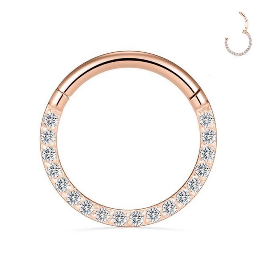 G23 Titanium Round Hinge Clicker Ring lateral CZ - Image 5