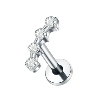 G23 Implant Grade Titanium Labret with CZ Crystal Top