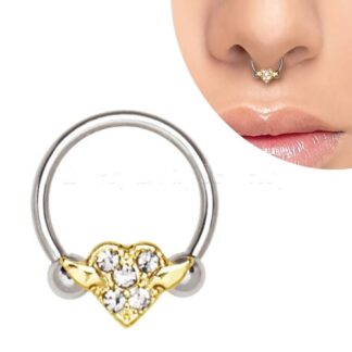 316L Stainless Steel Gold Plated Heart Snap-In
