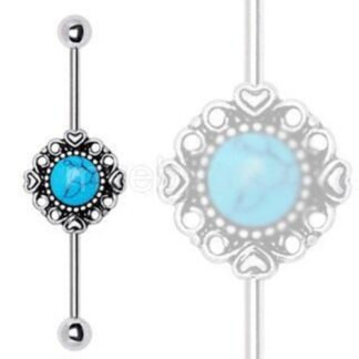 316L Stainless Steel Vintage Charm Industrial with Turquoise