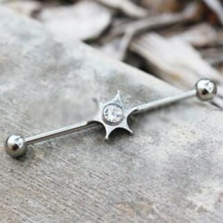 316L Stainless Steel Star Industrial Barbell