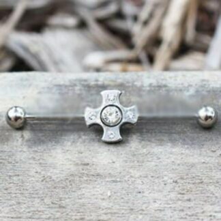 316L Stainless Steel Medieval Cross Industrial Barbell