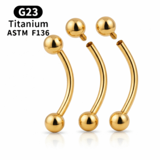 G23 Titanium Internal Thread Gold Curved Barbell