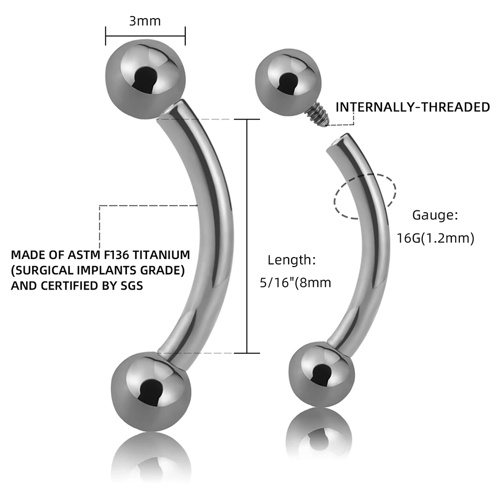 G23 Titanium Internal Thread Curved Barbell - Image 4