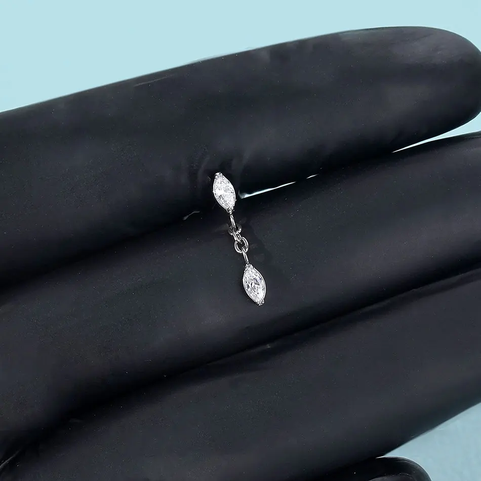 G23 Titanium Internally Threaded Labret with Dangle Chain Accent - Image 12