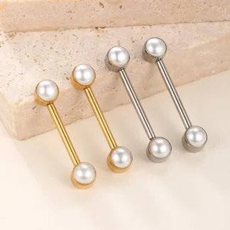 G23 Titanium Internally Threaded Nipple Barbell with Pearl Accent