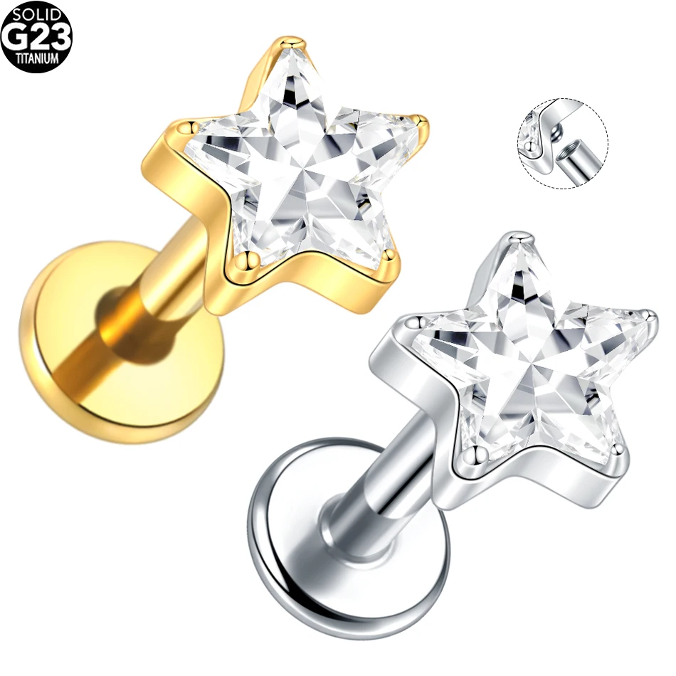 G23 Titanium Dainty Star with CZ - Image 2