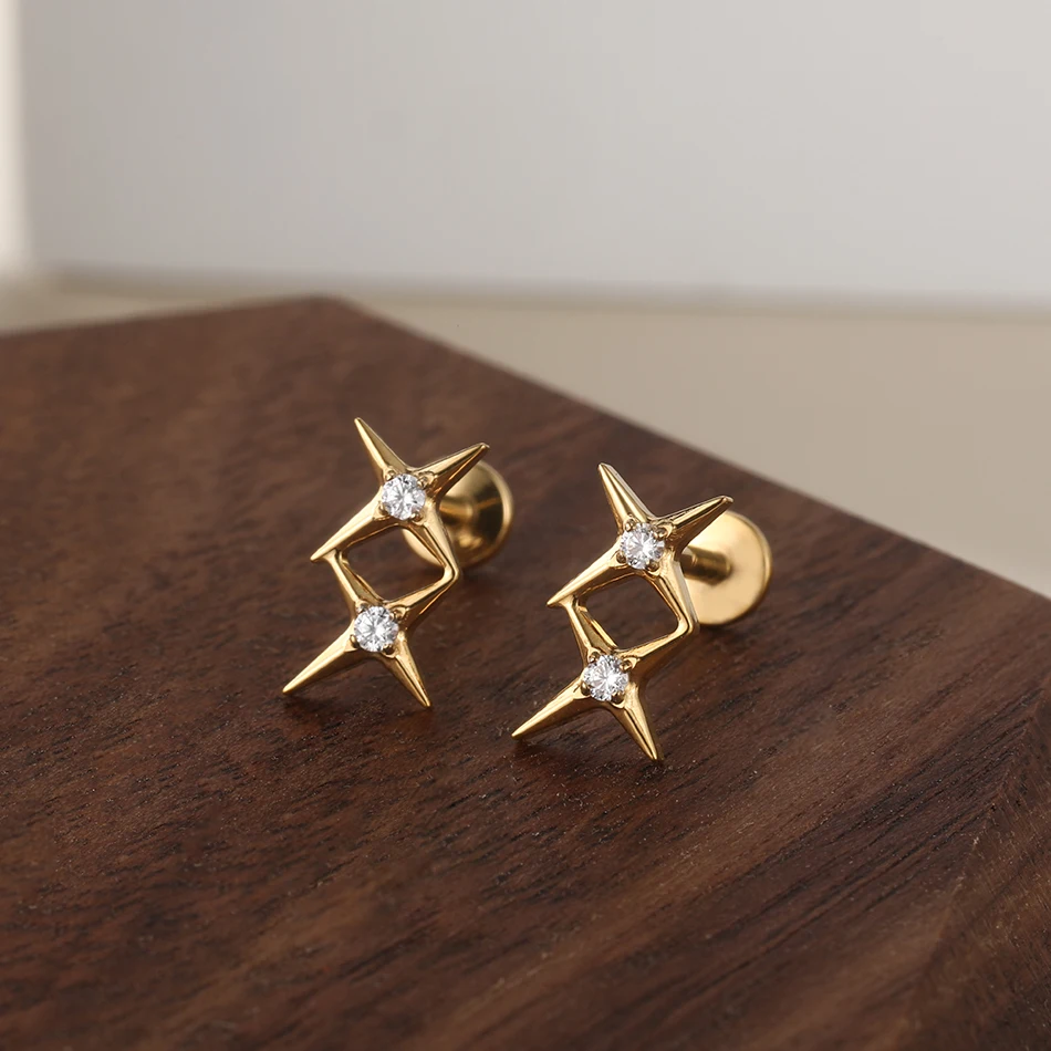 G23 Titanium 2 Stars with Premium central CZ Accent