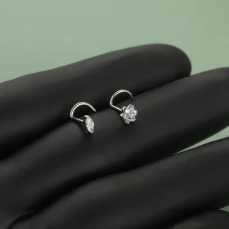 G23 Implant Grade Titanium Nose Screw with Marquise CZ Crystal