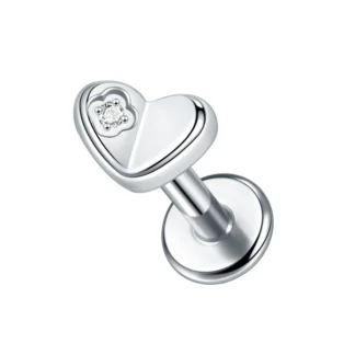 G23 Titanium Heart Shaped with Premium CZ Accent