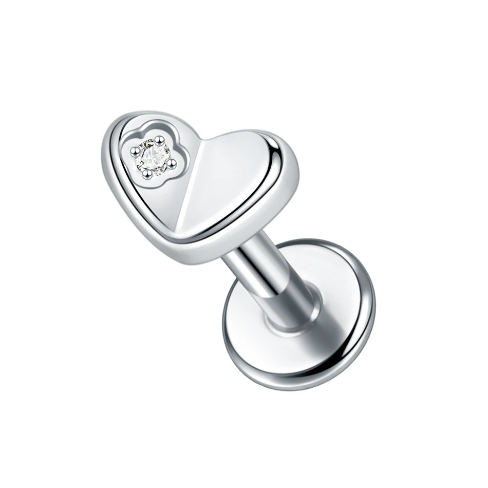 G23 Titanium Heart Shaped with Premium CZ Accent