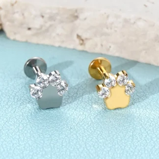 G23 Titanium Internally Threaded Labret with Dog Paw Design