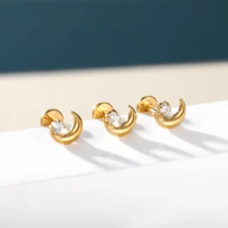 G23 Titanium Moon with Premium CZ Accent