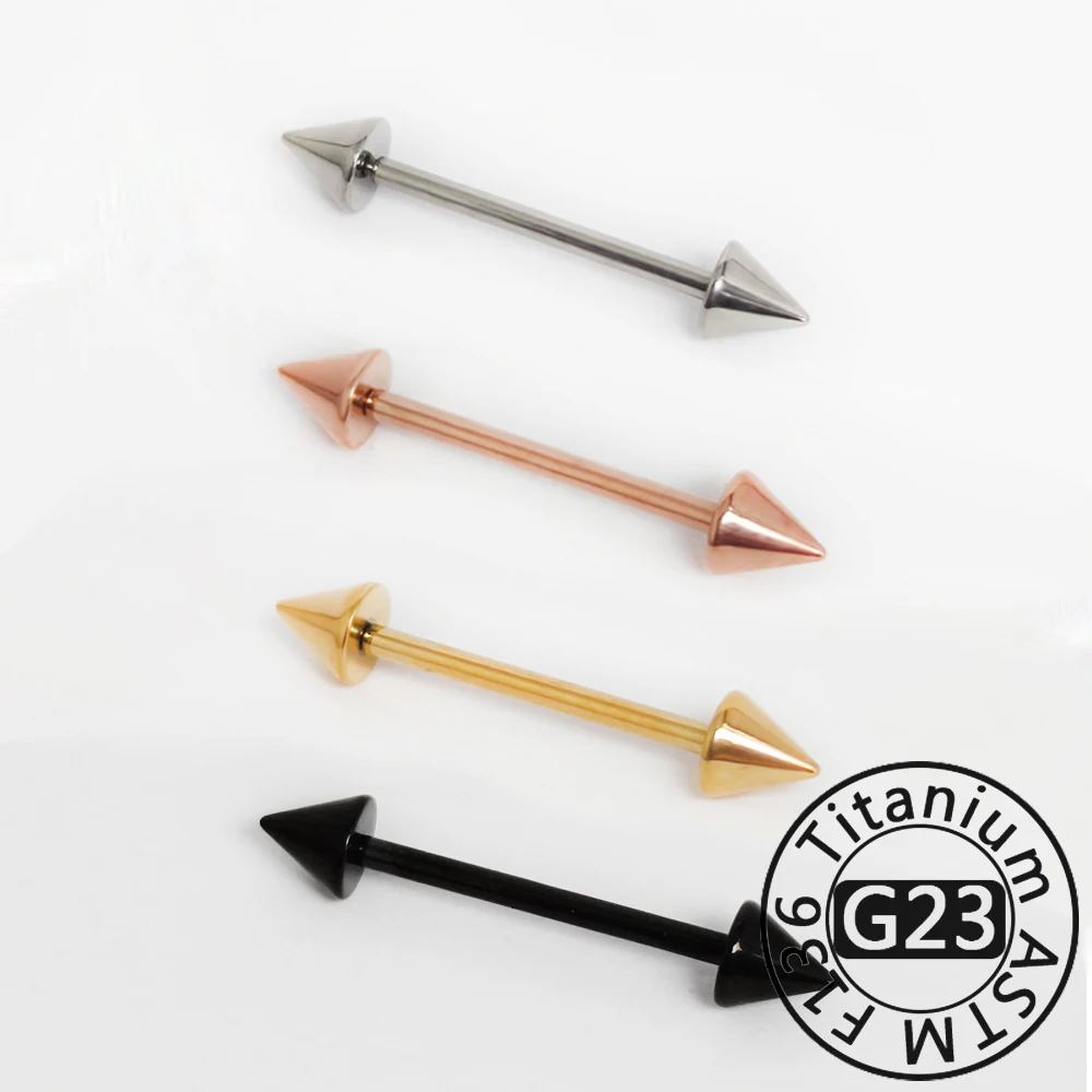 G23 Titanium Straight Barbell with Geometric 4mm Cone Ends