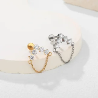 G23 Titanium Inverted V CZs with Elegant Dangling Chain