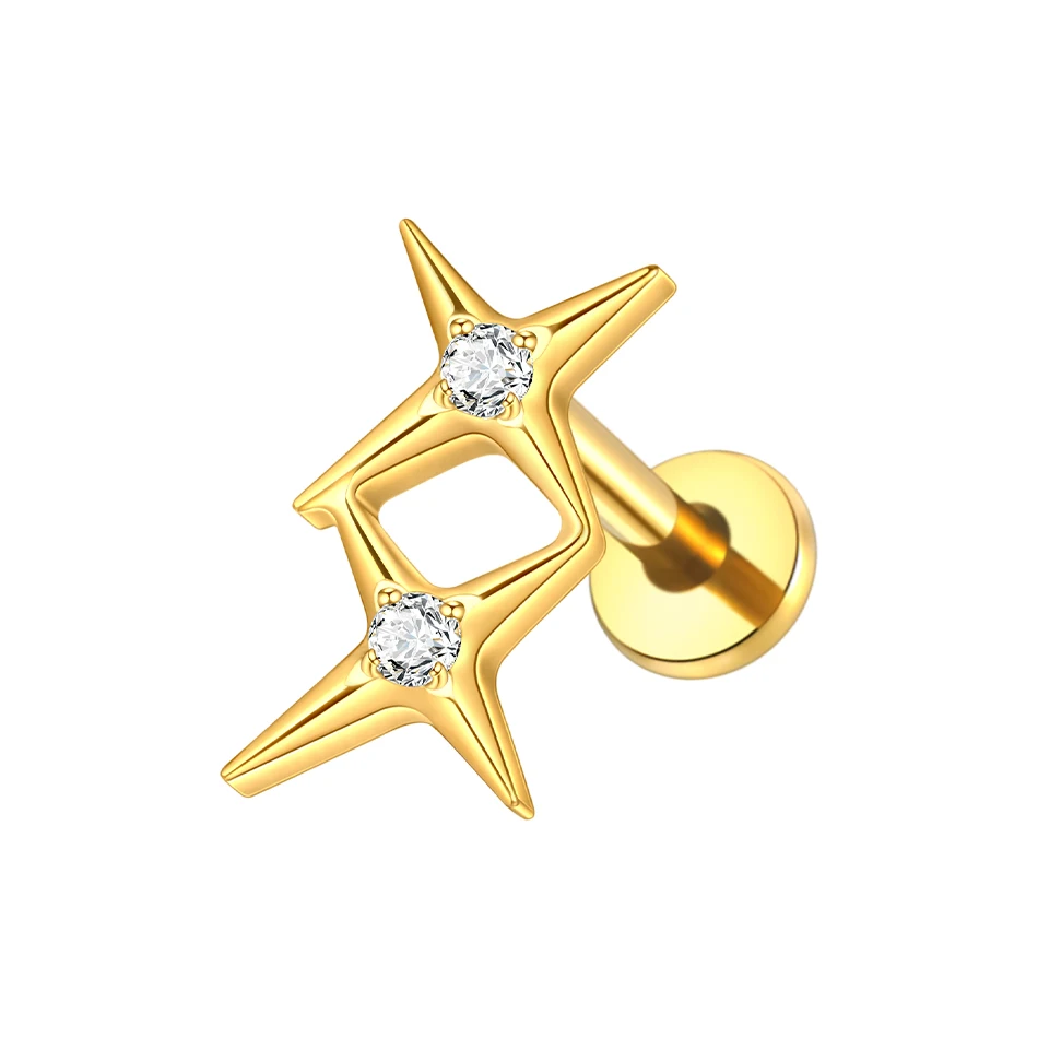 G23 Titanium 2 Stars with Premium central CZ Accent - Image 3