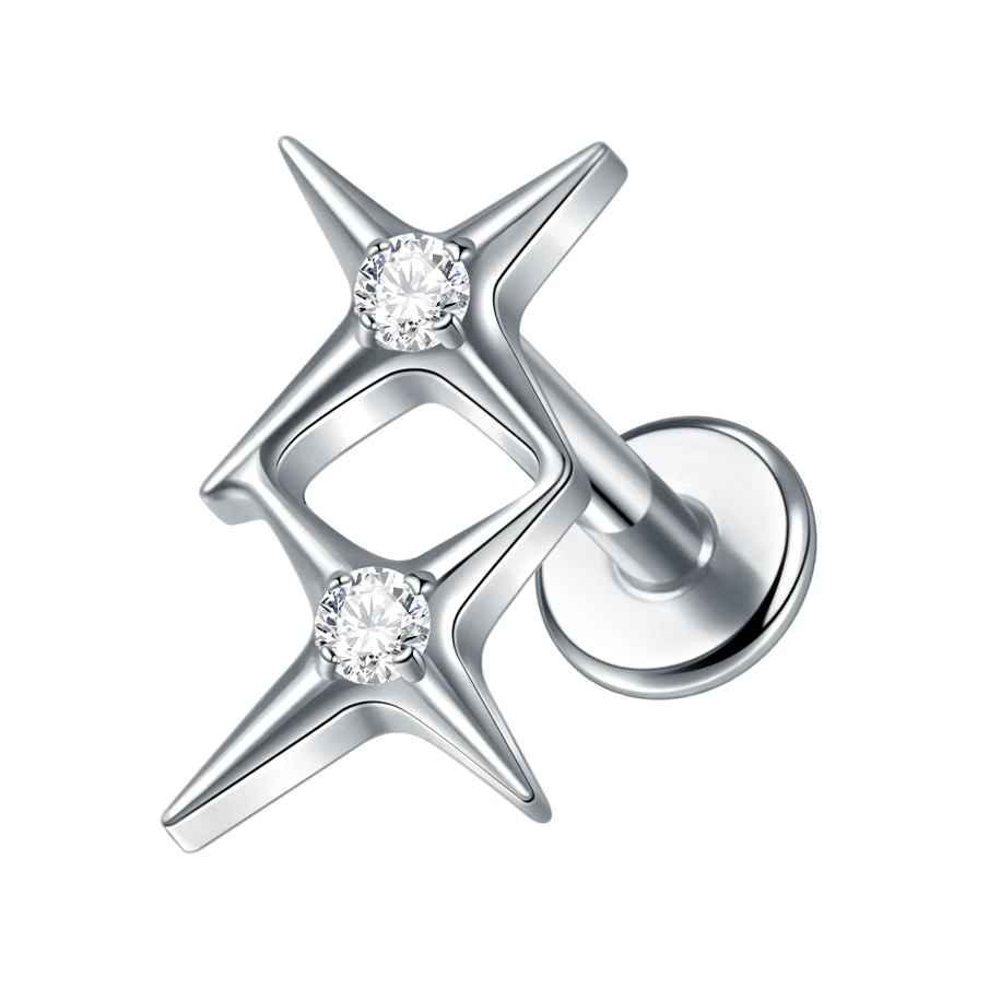 G23 Titanium 2 Stars with Premium central CZ Accent - Image 2