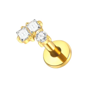 G23 Titanium 3 Dots of  Premium CZ